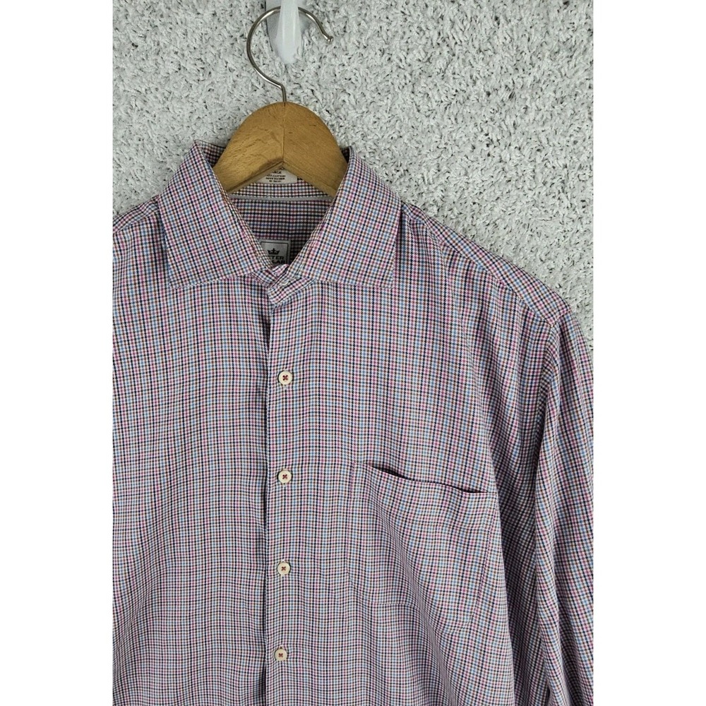 Peter Millar‎ Crown Shirt Mens Large Plaid Check Long Sleeve Dress 100% Cotton